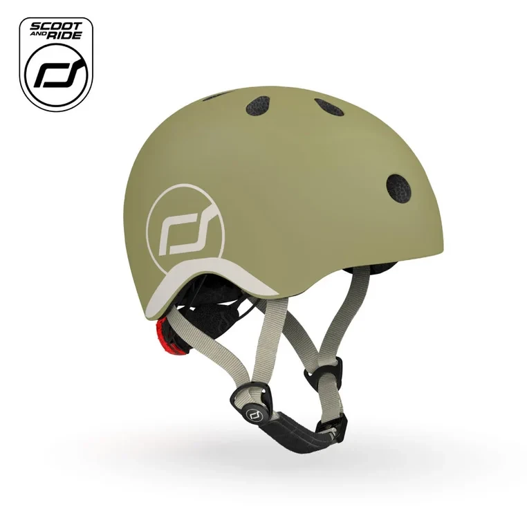 Kask dziecięcy Scoot and Ride XXS-S Olive dla dzieci 1-5 lat widok boczny