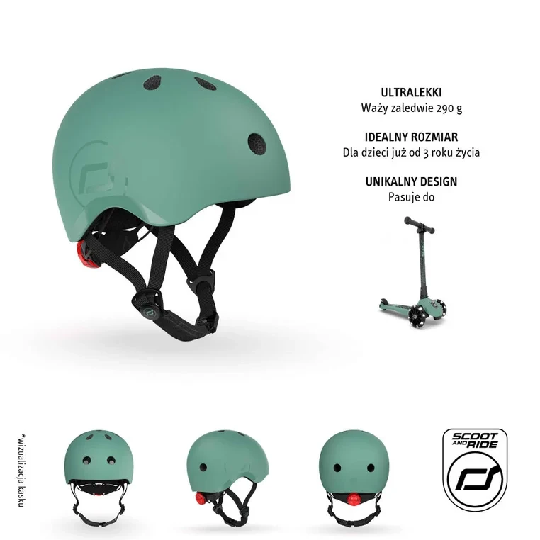 Kask ochronny Scoot and Ride S-M Forest z regulacją obwodu głowy