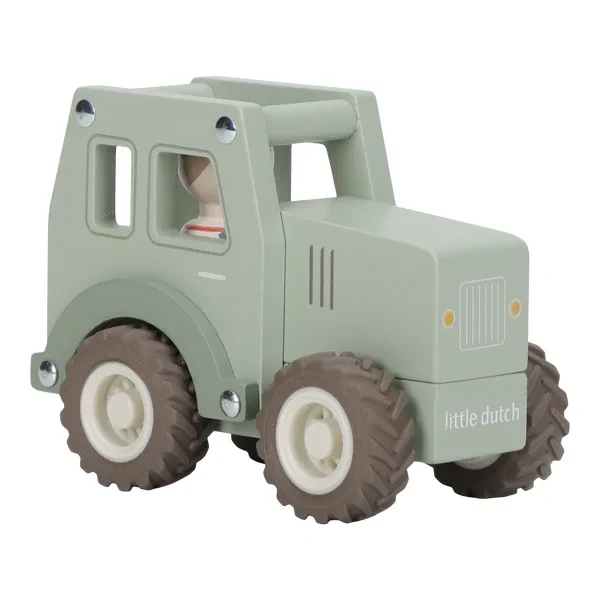 Traktor drewniany Little Dutch z figurką kierowcy i ruchomymi kołami
