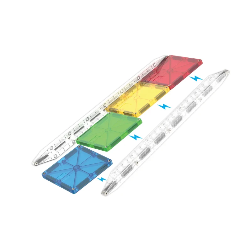 Elementy zestawu Magna-Tiles Rail Racers Rail Pack 8 el. widok wszystkich części