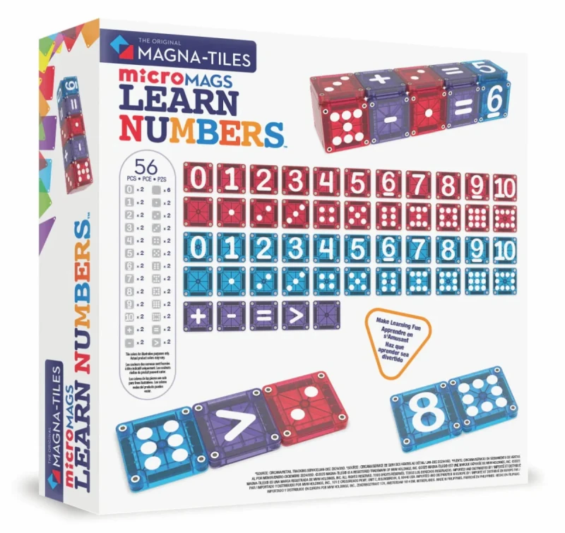 Tył opakowania zestawu edukacyjnego Magna-Tiles microMAGS Learn Numbers