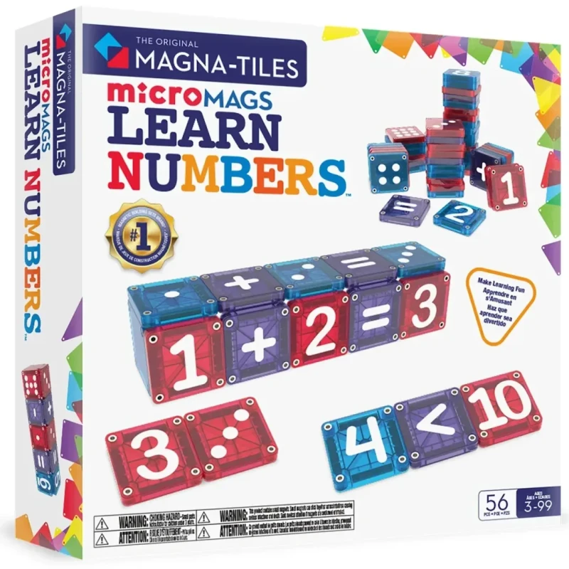 Klocki magnetyczne Magna-Tiles microMAGS Learn Numbers 56 elementów opakowanie produktu