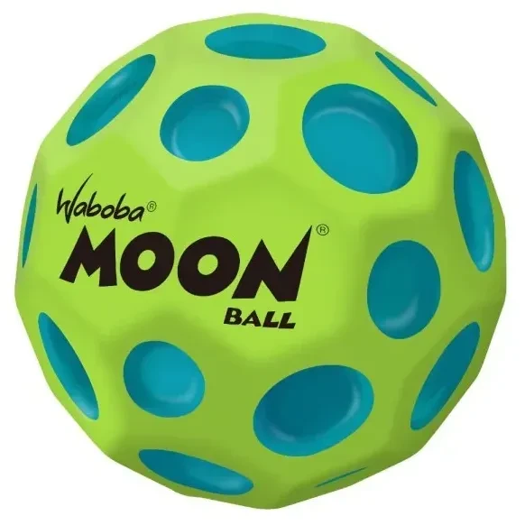 Piłeczka Waboba Martian Moon Ball neonowa zieleń widok frontowy wysoko odbijająca piłka dla dzieci
