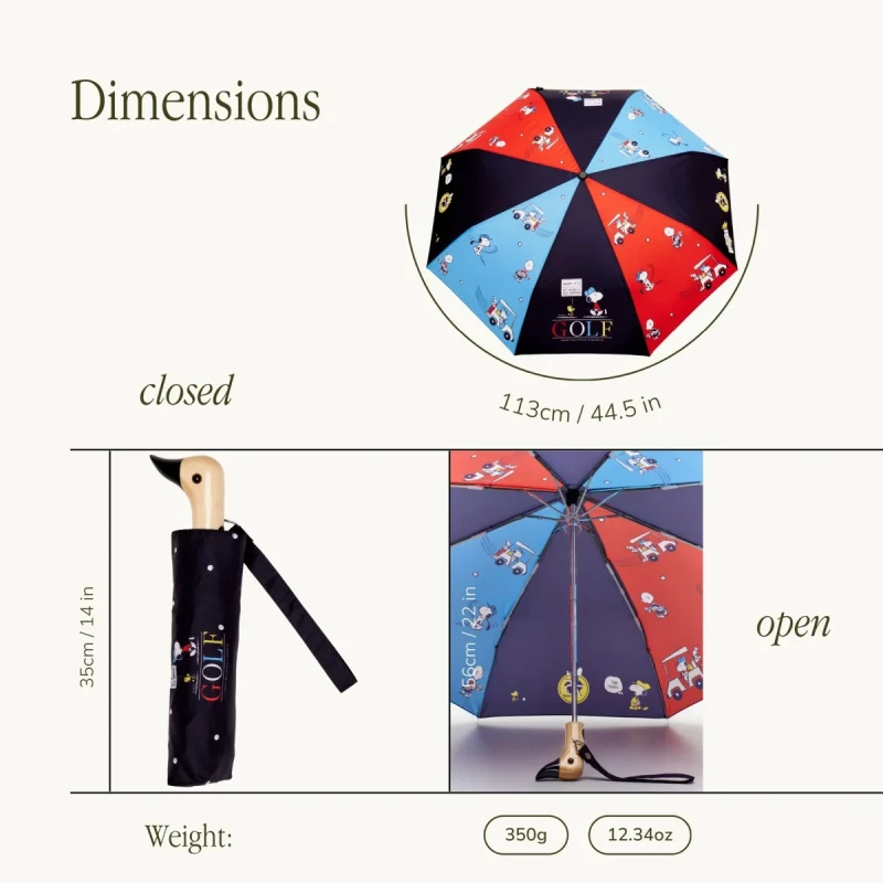 parasolka Original Duckhead Peanuts Golf CC095 wymiary 113 cm 35 cm
