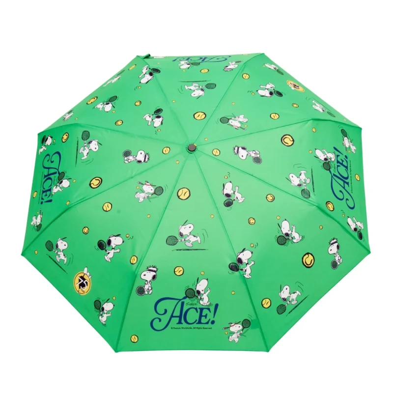 zielona parasolka Original Duckhead Peanuts Ace CC096 rozłożona wzór Snoopy tenis