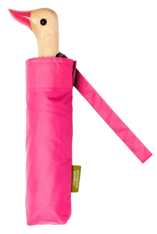 parasolka kaczka Original Duckhead Bonbon CS091 po złożeniu różowa z drewnianą rączką