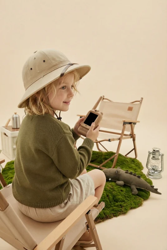 dziecko korzystające z video walkie talkie dla dzieci kidtooki w domu