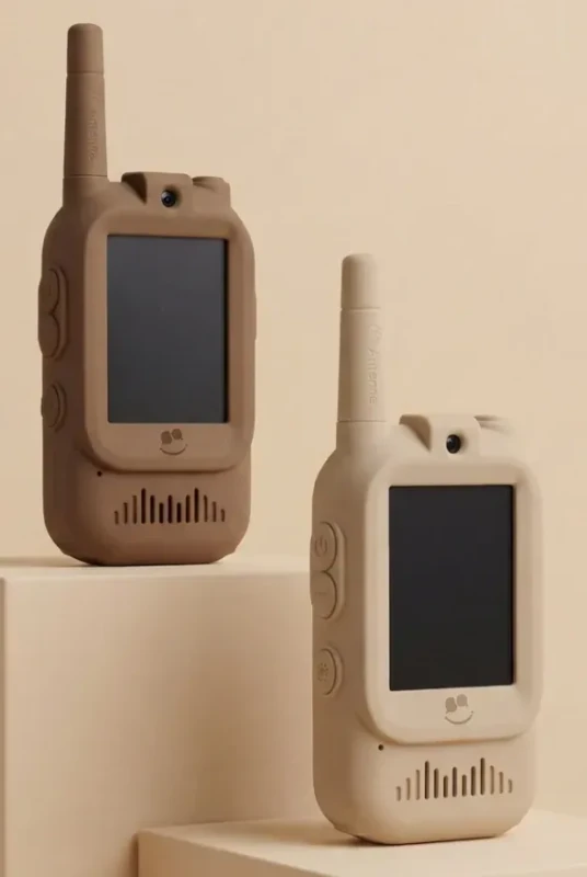 krótkofalówki wideo dla dzieci kidtooki beige brown zestaw dwóch urządzeń