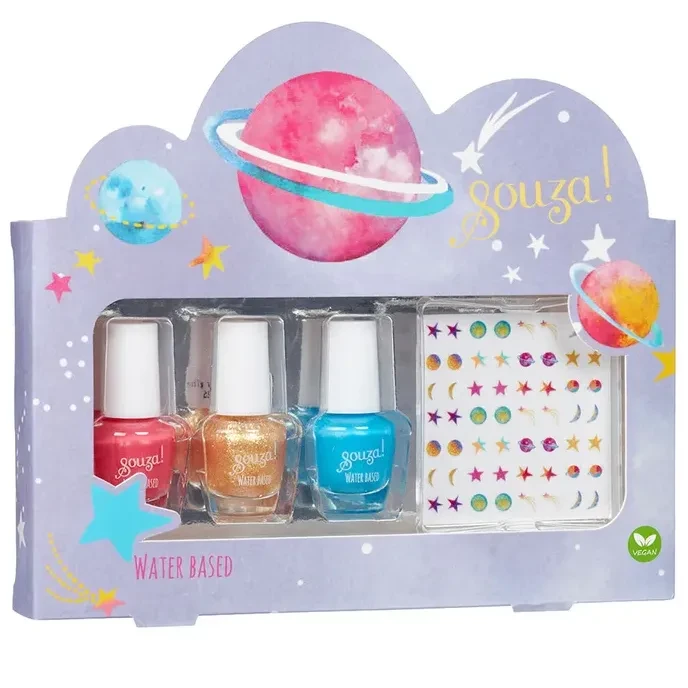 lakiery do paznokci dla dzieci Souza galaxy z naklejkami