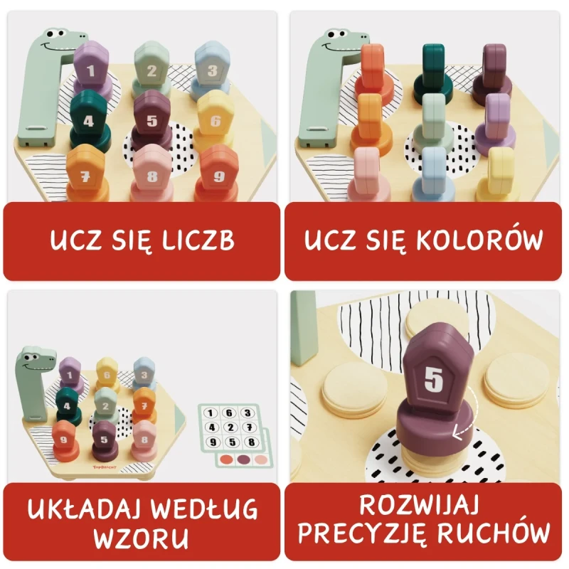 drewniana plansza edukacyjna z dinozaurem topbright happy dino twist