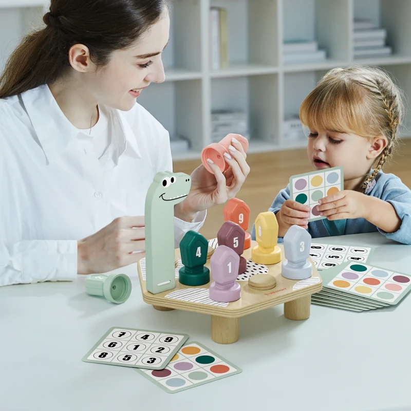 drewniana zabawka edukacyjna topbright happy dino twist
