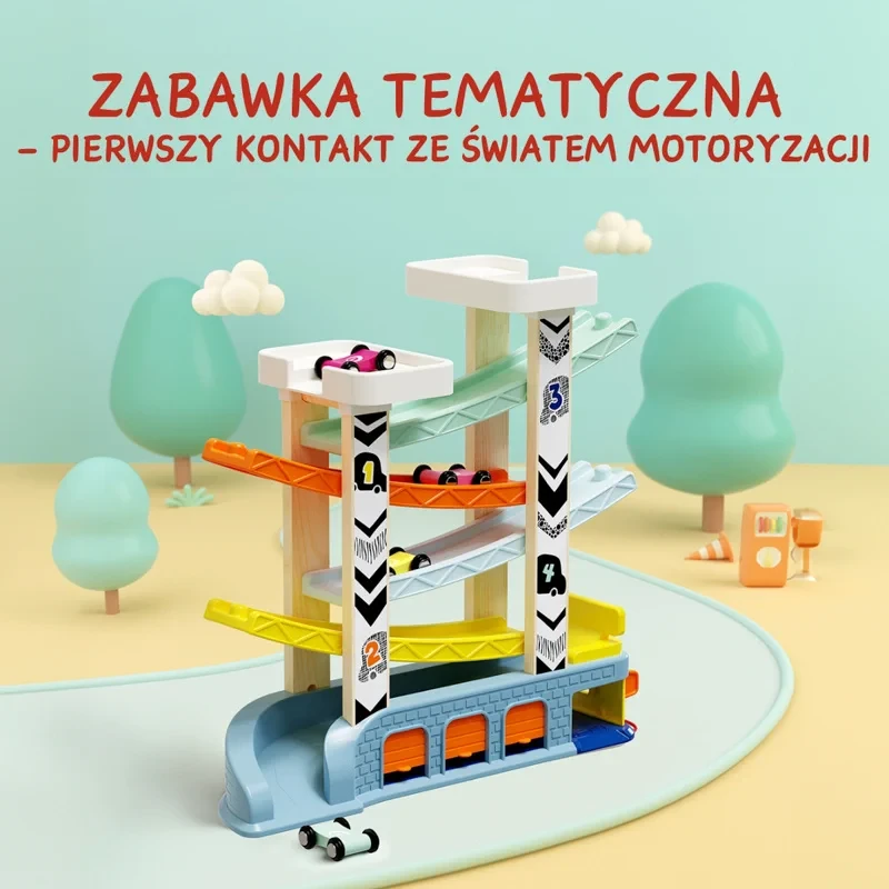 drewniana zjeżdżalnia dla autek topbright dla malucha