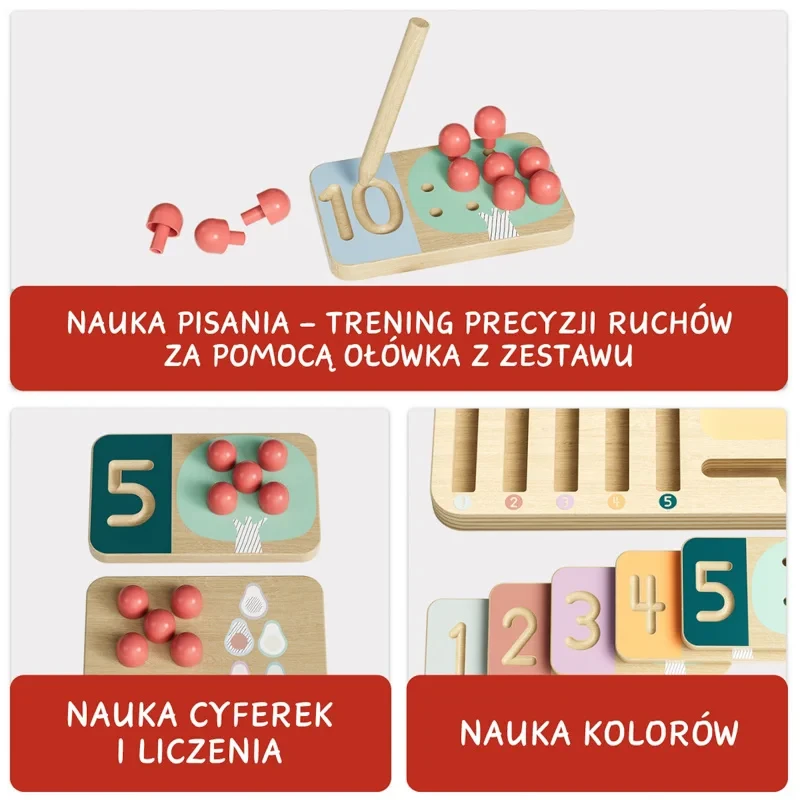 nauka pisania cyfr drewnianym ołówkiem zabawka edukacyjna topbright