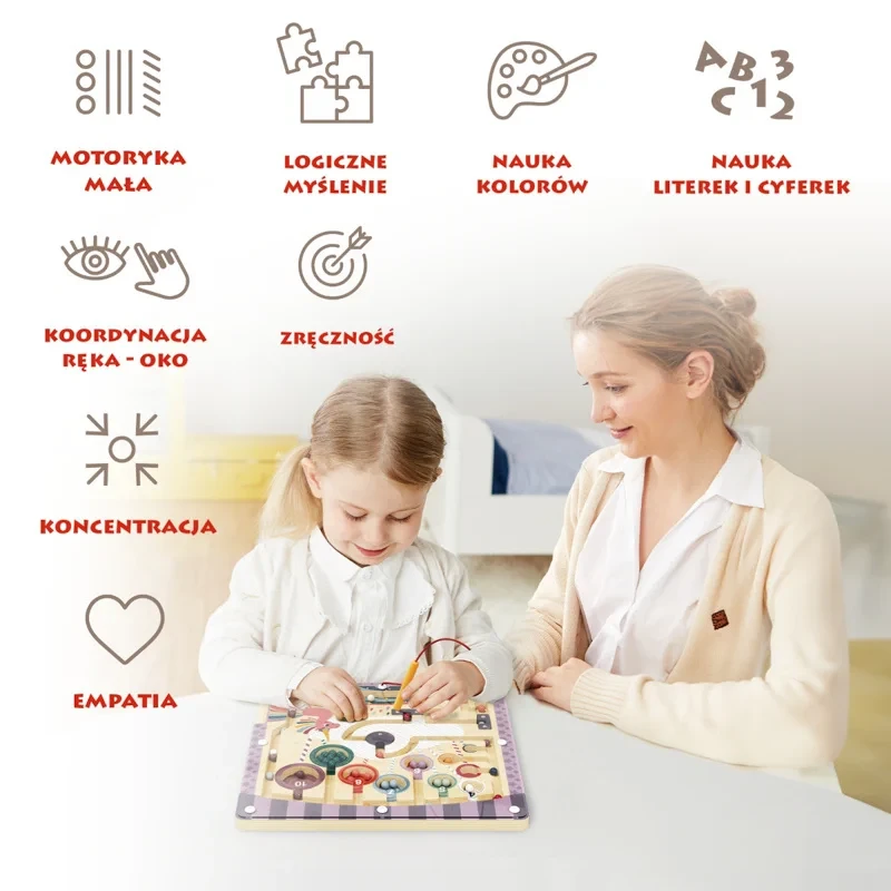 dziecko bawi się magnetyczną układanką jednorożec topbright