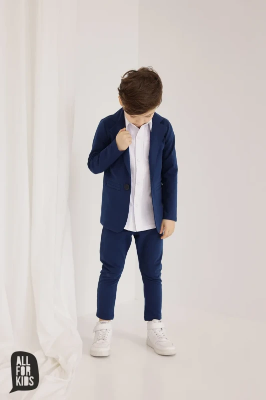 granatowa marynarka chłopięca all for kids elegancka stylizacja dziecięca