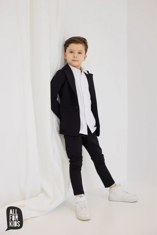 czarna marynarka chłopięca all for kids elegancka stylizacja dziecięca