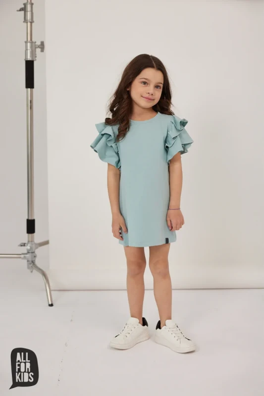 elegancka sukienka dziewczęca miętowa all for kids