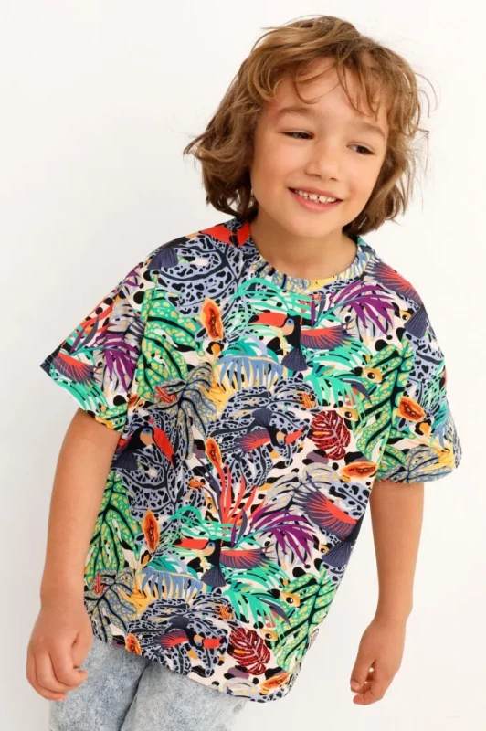 biały t shirt hey popinjay wild eden white na dziecku