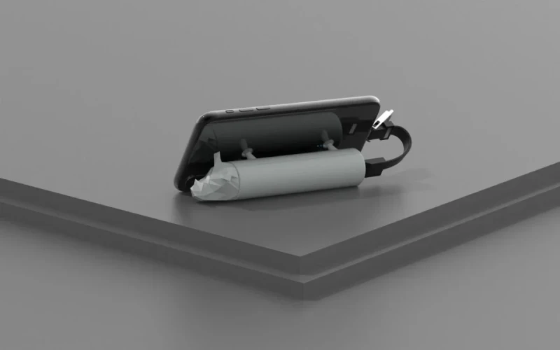 powerbank nosorożec jako podstawka pod telefon