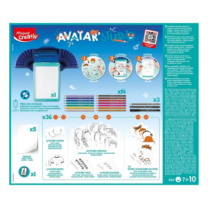 elementy zestawu avatar studio kredki szablony tablica