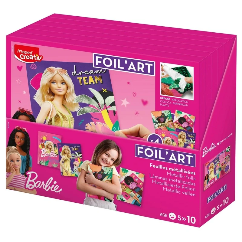 gotowe błyszczące prace plastyczne Barbie dla dzieci
