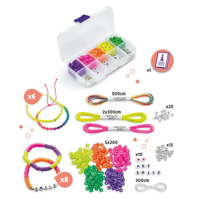 koraliki Heishi neonowe zestaw DIY dzieci
