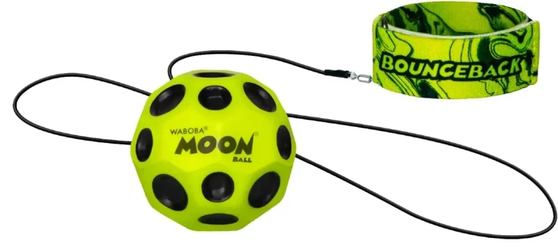piłeczka bounceback moon ball waboba żółto czarna na lince