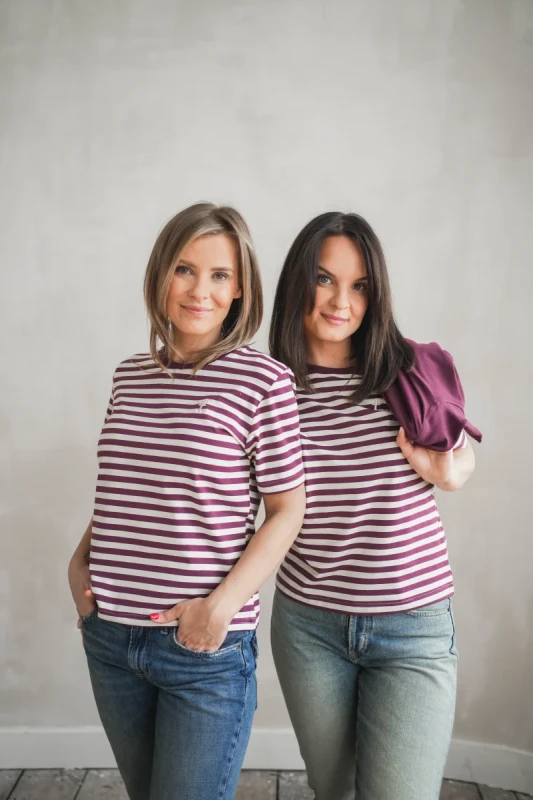 t shirt paski tuss zestaw z marynarką damską