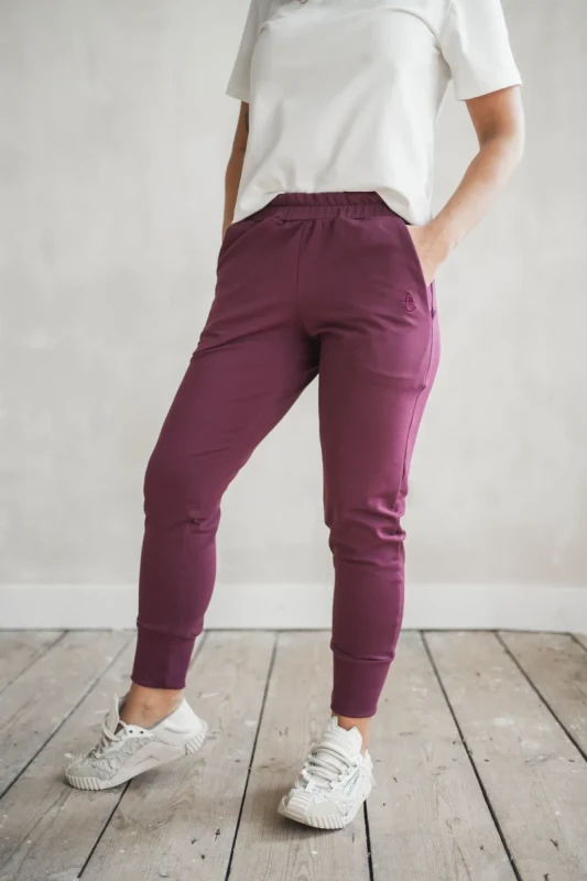 spodnie damskie bordo tuss classic stylizacja casual