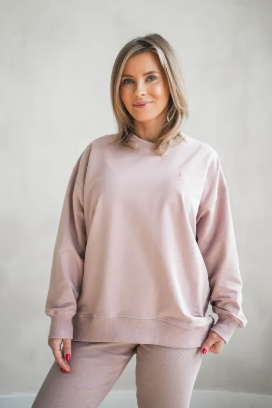 bluza damska pudrowy róż tuss oversize stylizacja