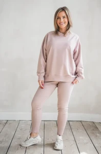 Legginsy damskie prążkowane RIB Pudrowy Róż TUSS