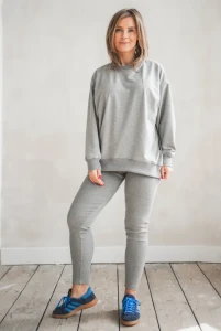 Legginsy damskie prążkowane RIB Szary Melanż TUSS