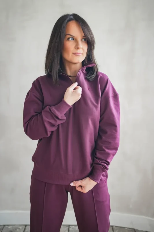 bluza damska bawełniana bordo TUSS wygodna stylizacja na co dzień