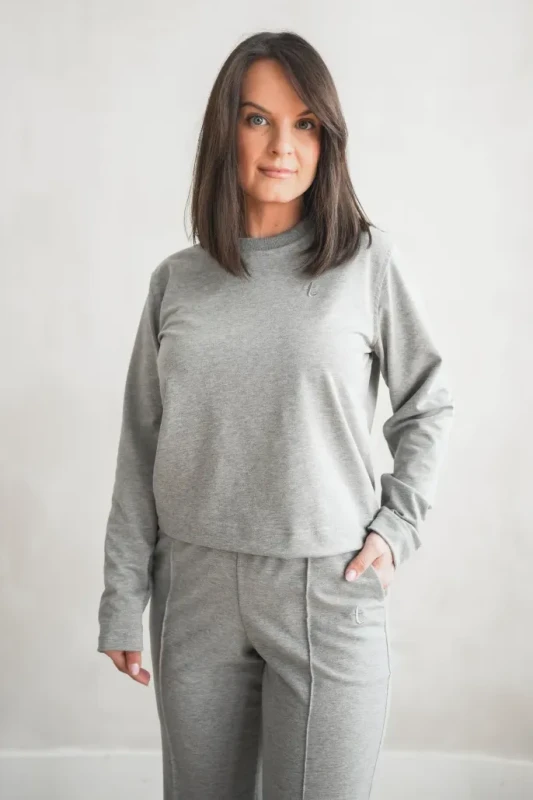 bluza damska chic szary melanż widok przód