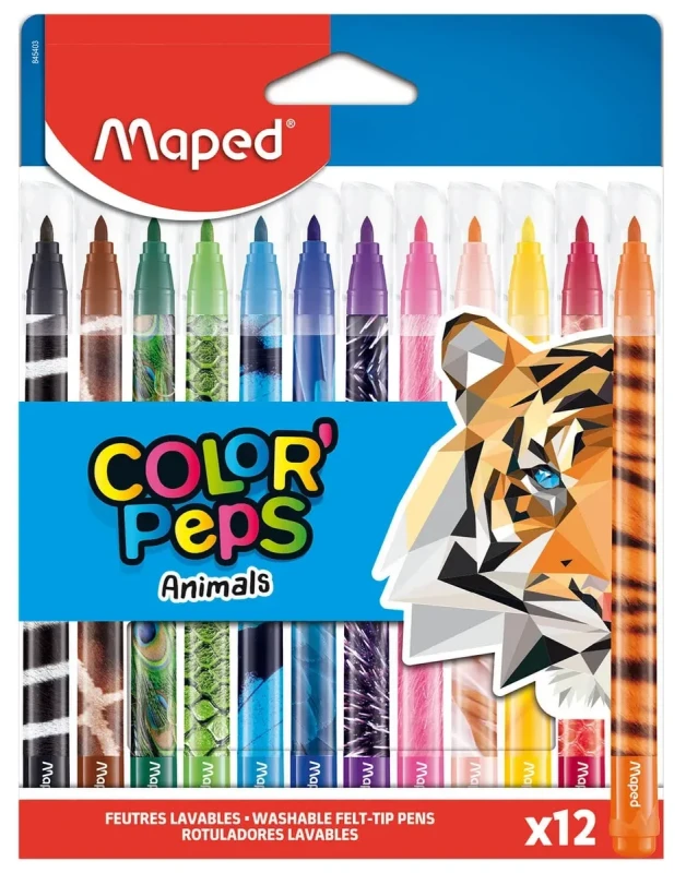 Flamastry Maped Color Peps Animals 12 kolorów dla dzieci