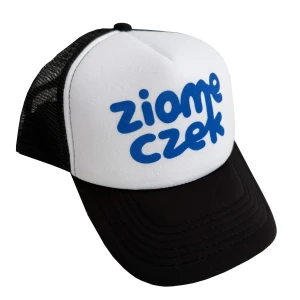 Czapka z daszkiem ZIOMECZEK biało-czarna z niebieskim napisem Minimiki