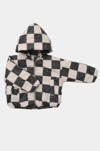 Kurtka CHECKED SHORT COAT graphite/beige booso