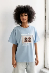 T-Shirt damski ESCAPE niebieski Bopoco