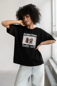 T-Shirt damski ESCAPE czarny Bopoco