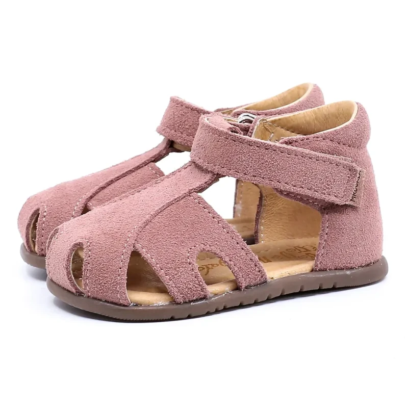 sandały dziecięce barefoot Mrugała MIMI rosa skóra welurowa różowe