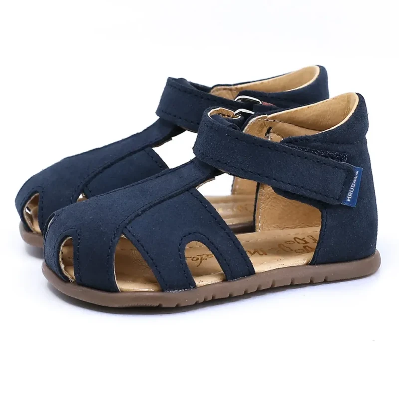 sandały dziecięce barefoot Mrugała MIMI ocean granatowe skóra welurowa