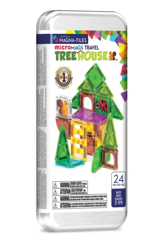 klocki magnetyczne Magna Tiles microMAGS Treehouse 24 elementy opakowanie