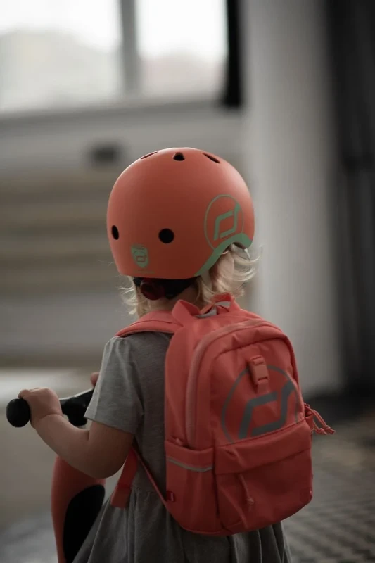 Kask Scoot & Ride XXS-S Peach 1–5 lat | Lekki kask dziecięcy LED
