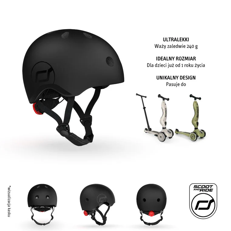 czarny kask dla dziecka 1-5 lat