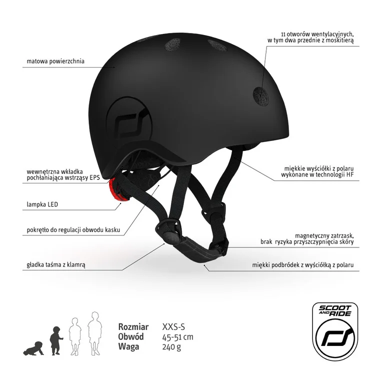 kask dziecięcy na hulajnogę czarny