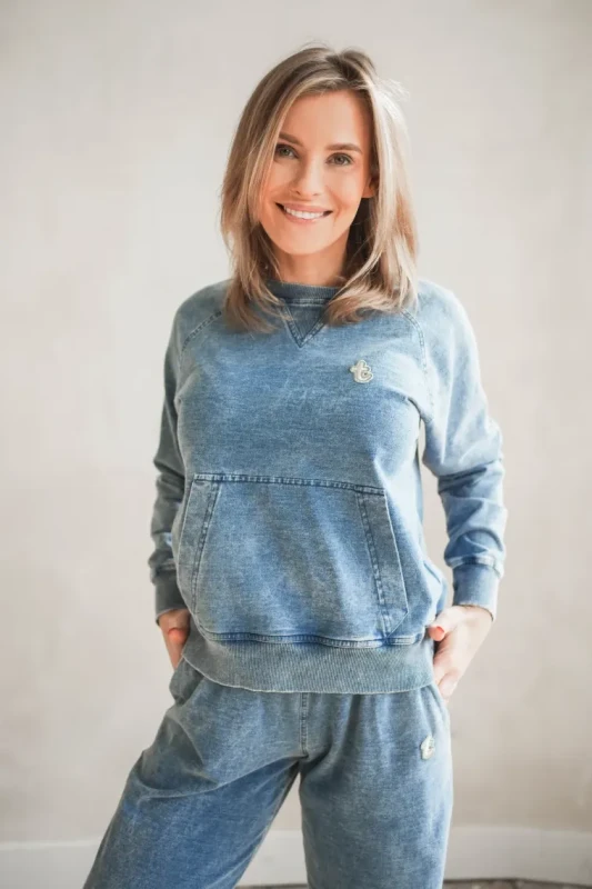 bluza damska casual jeans TUSS z kieszenią kangurka