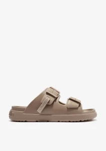 Klapki damskie D.Franklin Vibe Foam 2 Buckles Full Taupe – lekkie klapki EVA z regulowanymi paskami