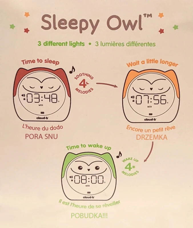 Trener snu dla dzieci Cloud B Owlie – budzik, lampka i nauka snu 3+