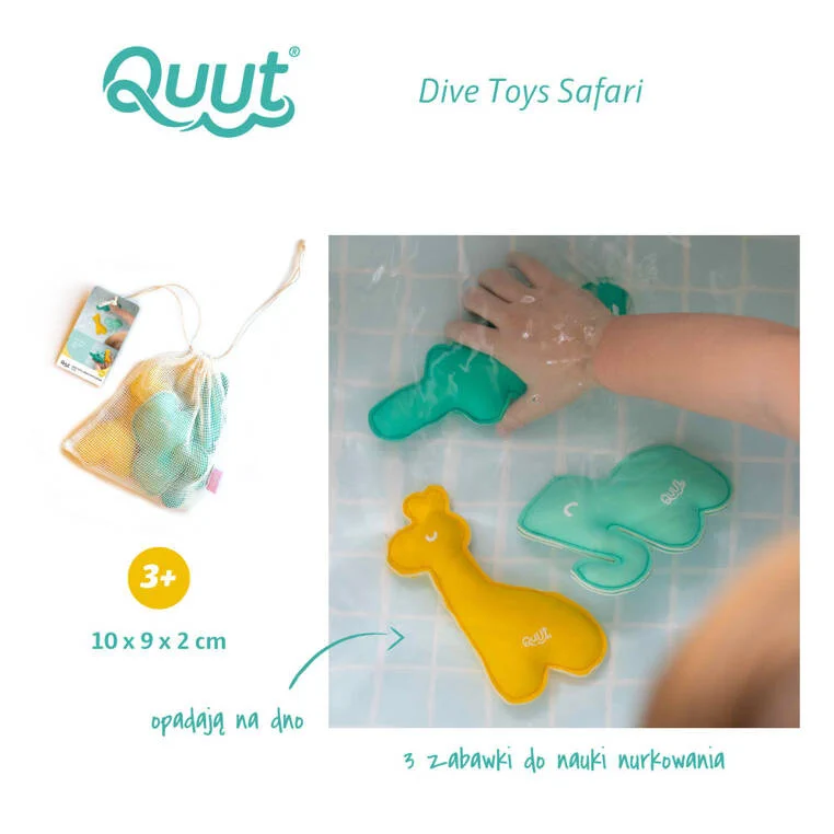 QUUT Dive Toys Safari zestaw zabawek do basenu dla dzieci 3+