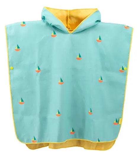 Dwustronne poncho kąpielowe dla dzieci QUUT Banana Blue z kapturem